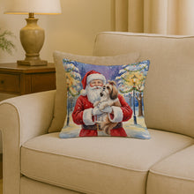 Load image into Gallery viewer, Shih Tzu with Santa Claus Throw Pillow