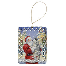 Load image into Gallery viewer, Siberian Husky with Santa Claus Porcelain Ornament