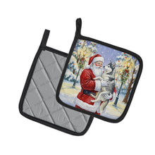 Load image into Gallery viewer, Siberian Husky with Santa Claus Pair of Pot Holders