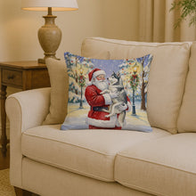 Load image into Gallery viewer, Siberian Husky with Santa Claus Throw Pillow