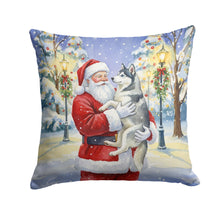 Load image into Gallery viewer, Siberian Husky with Santa Claus Throw Pillow