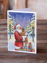 Load image into Gallery viewer, Vizsla with Santa Claus Greeting Cards Pack of 8