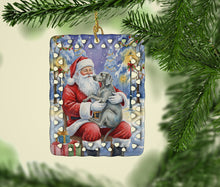 Load image into Gallery viewer, Weimaraner with Santa Claus Porcelain Ornament