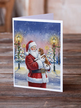 Load image into Gallery viewer, Welsh Springer Spaniel with Santa Claus Greeting Cards Pack of 8