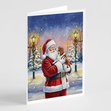 Load image into Gallery viewer, Welsh Springer Spaniel with Santa Claus Greeting Cards Pack of 8