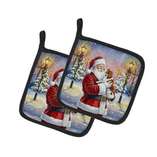 Load image into Gallery viewer, Welsh Springer Spaniel with Santa Claus Pair of Pot Holders