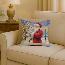 Load image into Gallery viewer, Westie with Santa Claus Throw Pillow