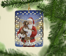 Load image into Gallery viewer, Wirehaired Pointing Griffon with Santa Claus Porcelain Ornament