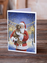 Load image into Gallery viewer, Wirehaired Pointing Griffon with Santa Claus Greeting Cards Pack of 8