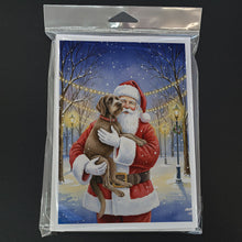 Load image into Gallery viewer, Wirehaired Pointing Griffon with Santa Claus Greeting Cards Pack of 8