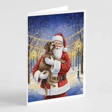 Load image into Gallery viewer, Wirehaired Pointing Griffon with Santa Claus Greeting Cards Pack of 8