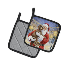 Load image into Gallery viewer, Wirehaired Pointing Griffon with Santa Claus Pair of Pot Holders