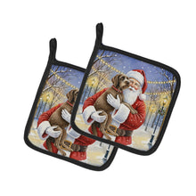 Load image into Gallery viewer, Wirehaired Pointing Griffon with Santa Claus Pair of Pot Holders