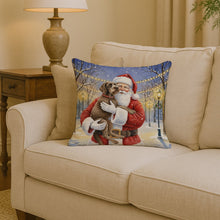 Load image into Gallery viewer, Wirehaired Pointing Griffon with Santa Claus Throw Pillow