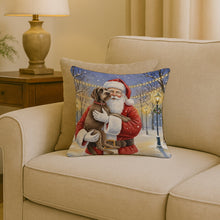 Load image into Gallery viewer, Wirehaired Pointing Griffon with Santa Claus Throw Pillow