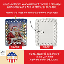 Load image into Gallery viewer, Yorkshire Terrier with Santa Claus Porcelain Ornament