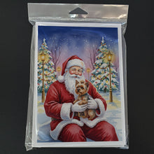 Load image into Gallery viewer, Yorkshire Terrier with Santa Claus Greeting Cards Pack of 8