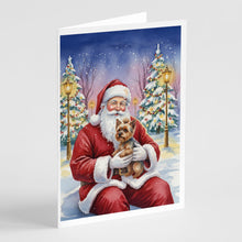 Load image into Gallery viewer, Yorkshire Terrier with Santa Claus Greeting Cards Pack of 8