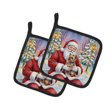 Load image into Gallery viewer, Yorkshire Terrier with Santa Claus Pair of Pot Holders