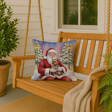 Load image into Gallery viewer, Yorkshire Terrier with Santa Claus Throw Pillow