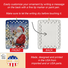 Load image into Gallery viewer, Yorkie with Santa Claus Porcelain Ornament