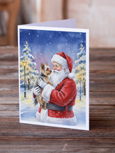 Load image into Gallery viewer, Yorkie with Santa Claus Greeting Cards Pack of 8