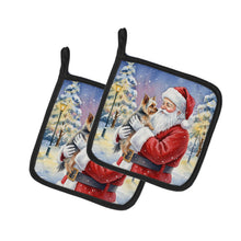 Load image into Gallery viewer, Yorkie with Santa Claus Pair of Pot Holders