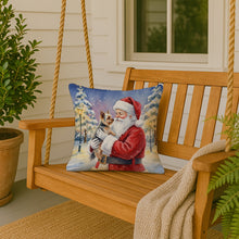 Load image into Gallery viewer, Yorkie with Santa Claus Throw Pillow