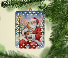 Load image into Gallery viewer, Abyssinian Cat with Santa Claus Porcelain Ornament