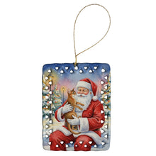 Load image into Gallery viewer, Abyssinian Cat with Santa Claus Porcelain Ornament