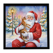 Load image into Gallery viewer, Abyssinian Cat with Santa Claus Framed Metal Print