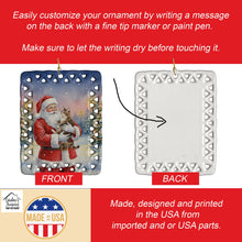 Load image into Gallery viewer, American Bobtail Cat with Santa Claus Porcelain Ornament