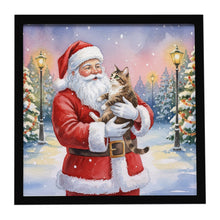 Load image into Gallery viewer, American Bobtail Cat with Santa Claus Framed Metal Print