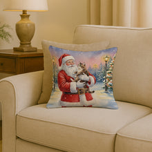 Load image into Gallery viewer, American Bobtail Cat with Santa Claus Throw Pillow