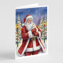 Load image into Gallery viewer, American Curl Cat with Santa Claus Greeting Cards Pack of 8