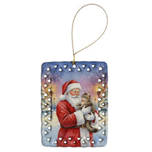 Load image into Gallery viewer, American Wirehair Cat with Santa Claus Porcelain Ornament