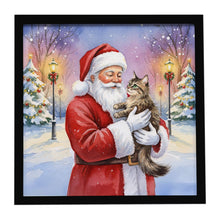 Load image into Gallery viewer, American Wirehair Cat with Santa Claus Framed Metal Print