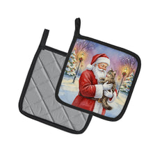 Load image into Gallery viewer, American Wirehair Cat with Santa Claus Pair of Pot Holders