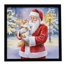 Load image into Gallery viewer, Asian Cat with Santa Claus Framed Metal Print