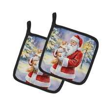 Load image into Gallery viewer, Asian Cat with Santa Claus Pair of Pot Holders