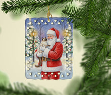 Load image into Gallery viewer, Balinese Cat with Santa Claus Porcelain Ornament