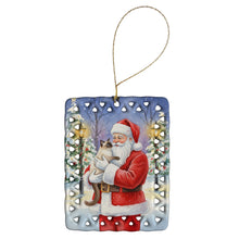 Load image into Gallery viewer, Balinese Cat with Santa Claus Porcelain Ornament
