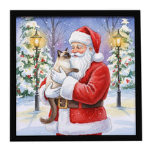 Load image into Gallery viewer, Balinese Cat with Santa Claus Framed Metal Print