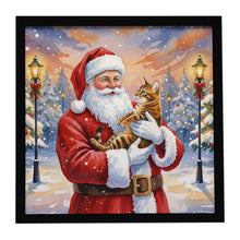 Load image into Gallery viewer, Bengal Cat with Santa Claus Framed Metal Print
