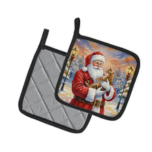 Load image into Gallery viewer, Bengal Cat with Santa Claus Pair of Pot Holders