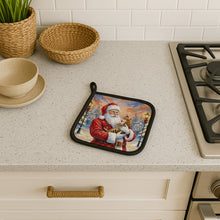 Load image into Gallery viewer, Bengal Cat with Santa Claus Pair of Pot Holders