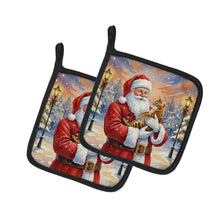 Load image into Gallery viewer, Bengal Cat with Santa Claus Pair of Pot Holders