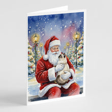 Load image into Gallery viewer, Birman Cat with Santa Claus Greeting Cards Pack of 8