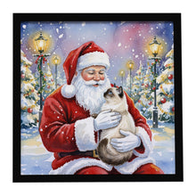 Load image into Gallery viewer, Birman Cat with Santa Claus Framed Metal Print