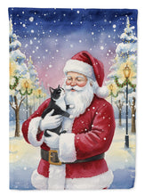 Load image into Gallery viewer, Black &amp; White Tuxedo Cat with Santa Claus House Flag